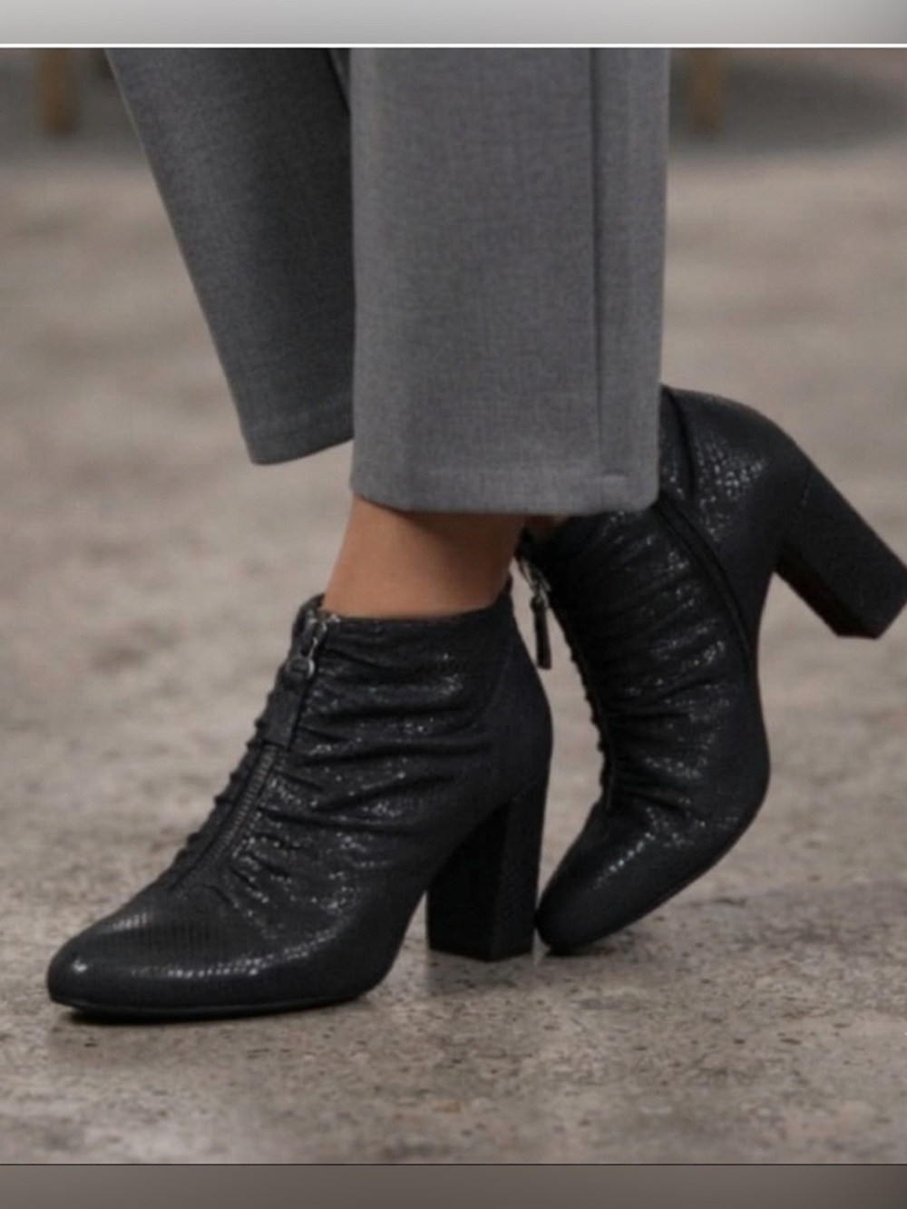 AEROSOLES Fortunate Heeled Ankle Booties Size 8 Black Shimmer Heels